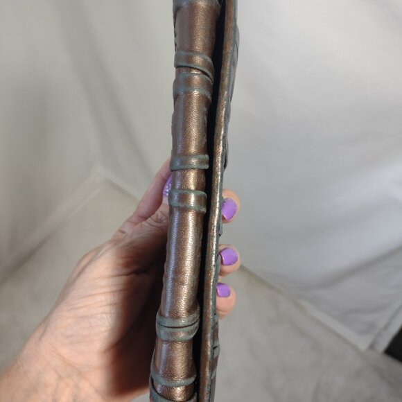 PRADA Nappa Gaufre Women's Metallic Copper Leather Bi-Fold Wallet - Picture 12 of 16